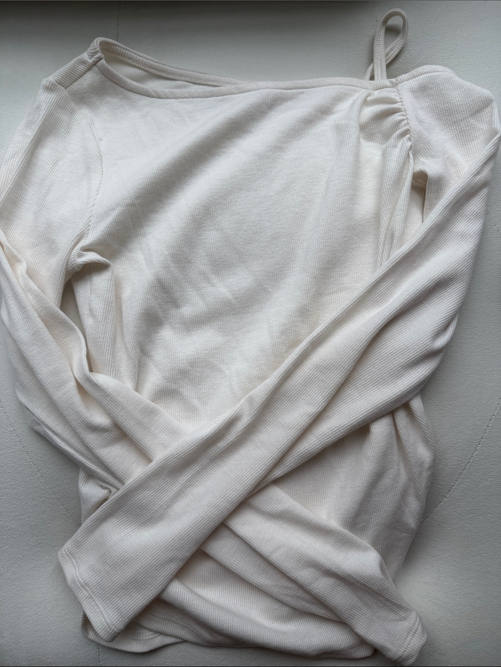 abercrombie kids Off-White Ribbed Long Sleeve Tee